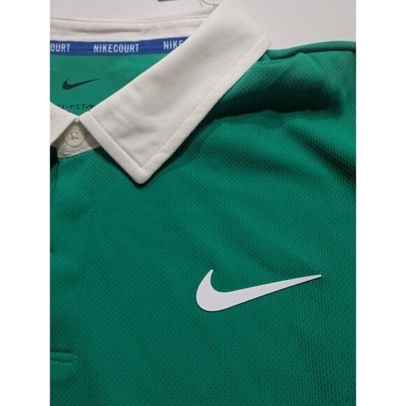 Nike Court Advantage Slam Green Blue Long Sleeve Polo IB8141-324 Mens Size Small - Picture 6 of 10